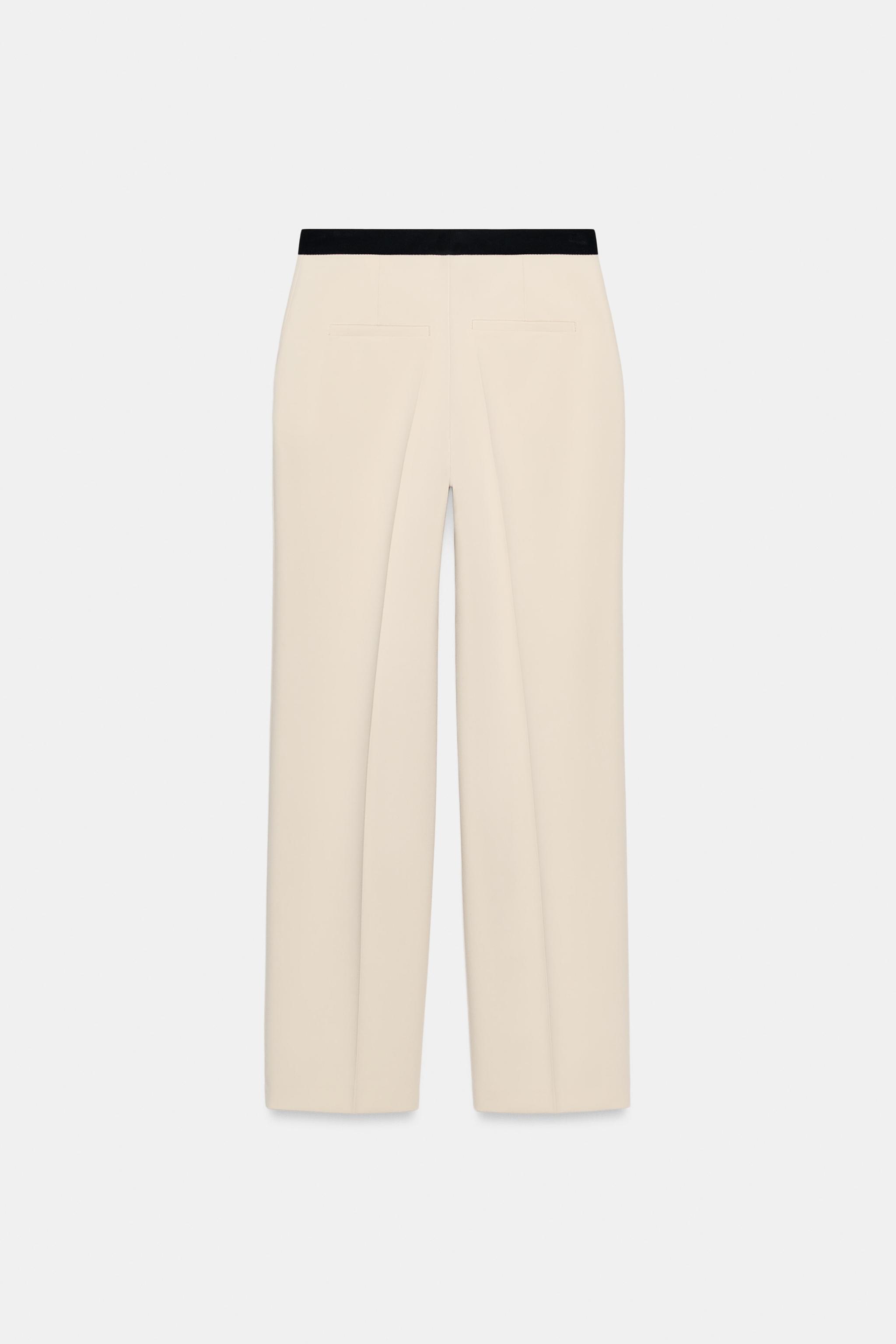 CONTRAST WAIST STRAIGHT LEG PANTS